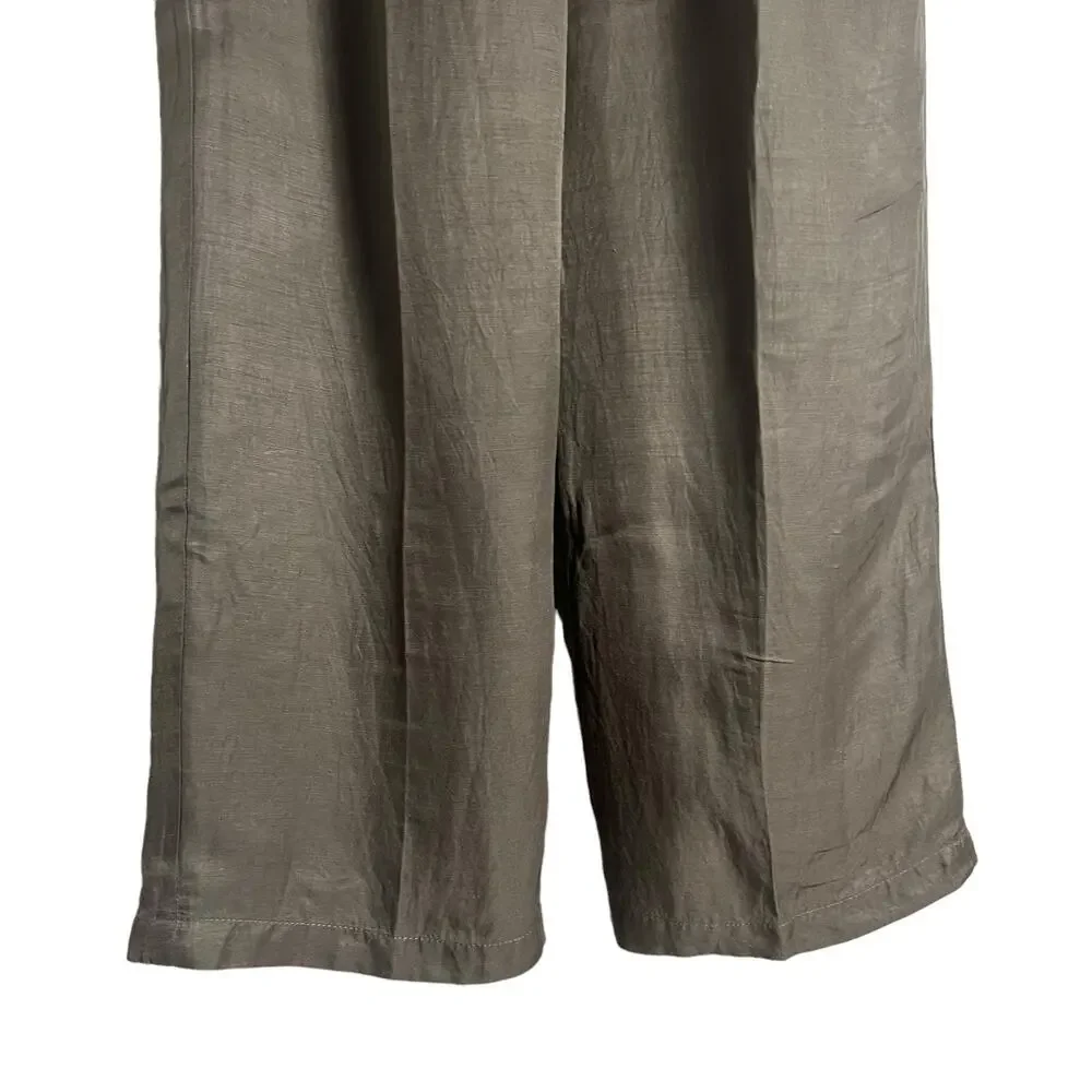 Anine Bing Carrie Pleated Wide Leg Linen High Waist Trouser Pants Size XS